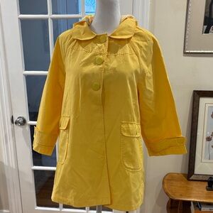 Tulle Bright Yellow Button-Front Trench Coat w/ Detachable Hood.  Size S